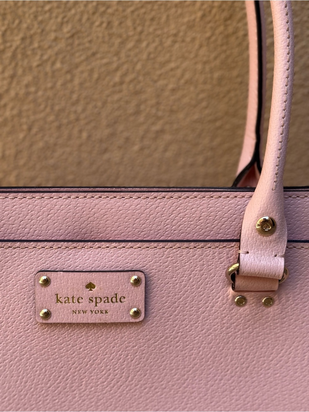 kate spade Blush Pink Pebbled Leather Tote with Gold Hardware